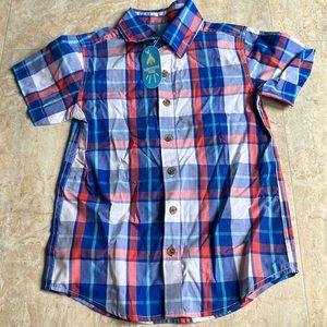 *FINAL* LIGHTNING BUG BLUE PLAID BUTTON DOWN SHIRT: NEW WITH TAGS: SIZE 5